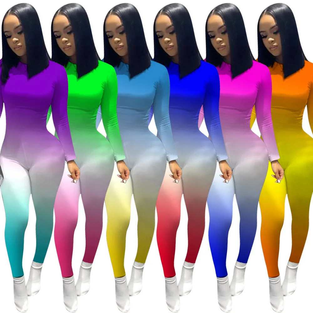 New Women Gradient Print O-neck Long Sleeve Sport Fashion Bodycon Jumpsuit Sexy Party One Piece Overalls Romper Playsuit
New Women Gradient Print O-neck Long Sleeve Sport Fashion Bodycon Jumpsuit Sexy Party One Piece Overalls Romper Playsuit