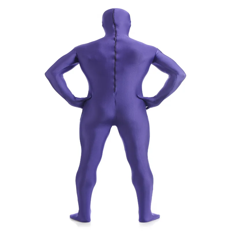 Open Face Zentai Spandex Unisex Catsuit Skin Tight Costume Purple L Open Face Zentai Spandex Unisex Catsuit Skin Tight Costume Purple L