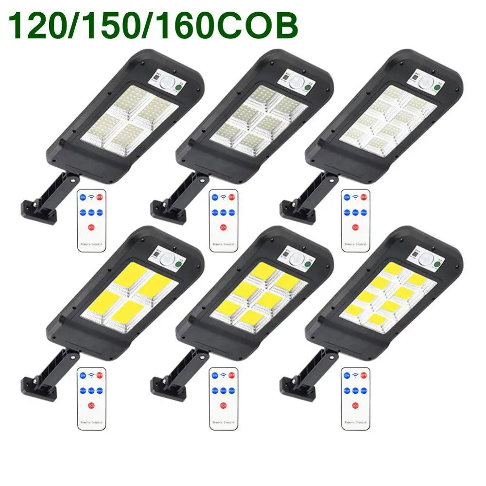 120/150/160COB LED Remote Control Upgraded Solar Light Outdoors PIR Motion Sensor IP65 Solar Wall Street Light Waterproof Lamp
120/150/160COB LED Remote Control Upgraded Solar Light Outdoors PIR Motion Sensor IP65 Solar Wall Street Light Waterproof Lamp