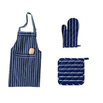 1 Set 3 Pcs Stripe Cotton Aprons Oven Mitts and Potholders Cooking Gloves for Cooking Baking Grilling
1 Set 3 Pcs Stripe Cotton Aprons Oven Mitts and Potholders Cooking Gloves for Cooking Baking Grilling