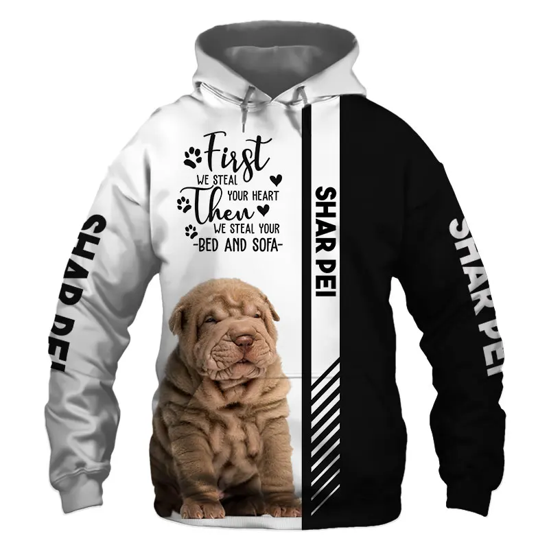 Animal Shar Pei Dog 3D Printed Unisex Deluxe Hoodie Men/Women Sweatshirt Streetwear Zip Pullover Casual Jacket Tracksuit |