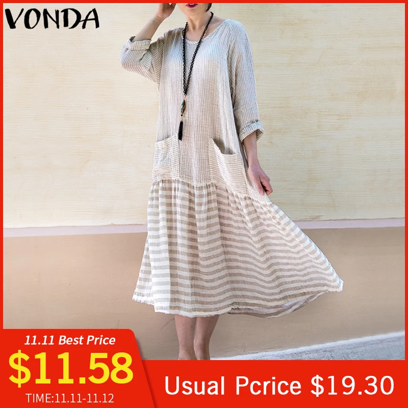 VONDA Dress For Women 2019 Vintage Bohemian Long Dress Casual Long Sleeve Stripe Patchwork Loose Party Vestidos Female Oversized
VONDA Dress For Women 2019 Vintage Bohemian Long Dress Casual Long Sleeve Stripe Patchwork Loose Party Vestidos Female Oversized