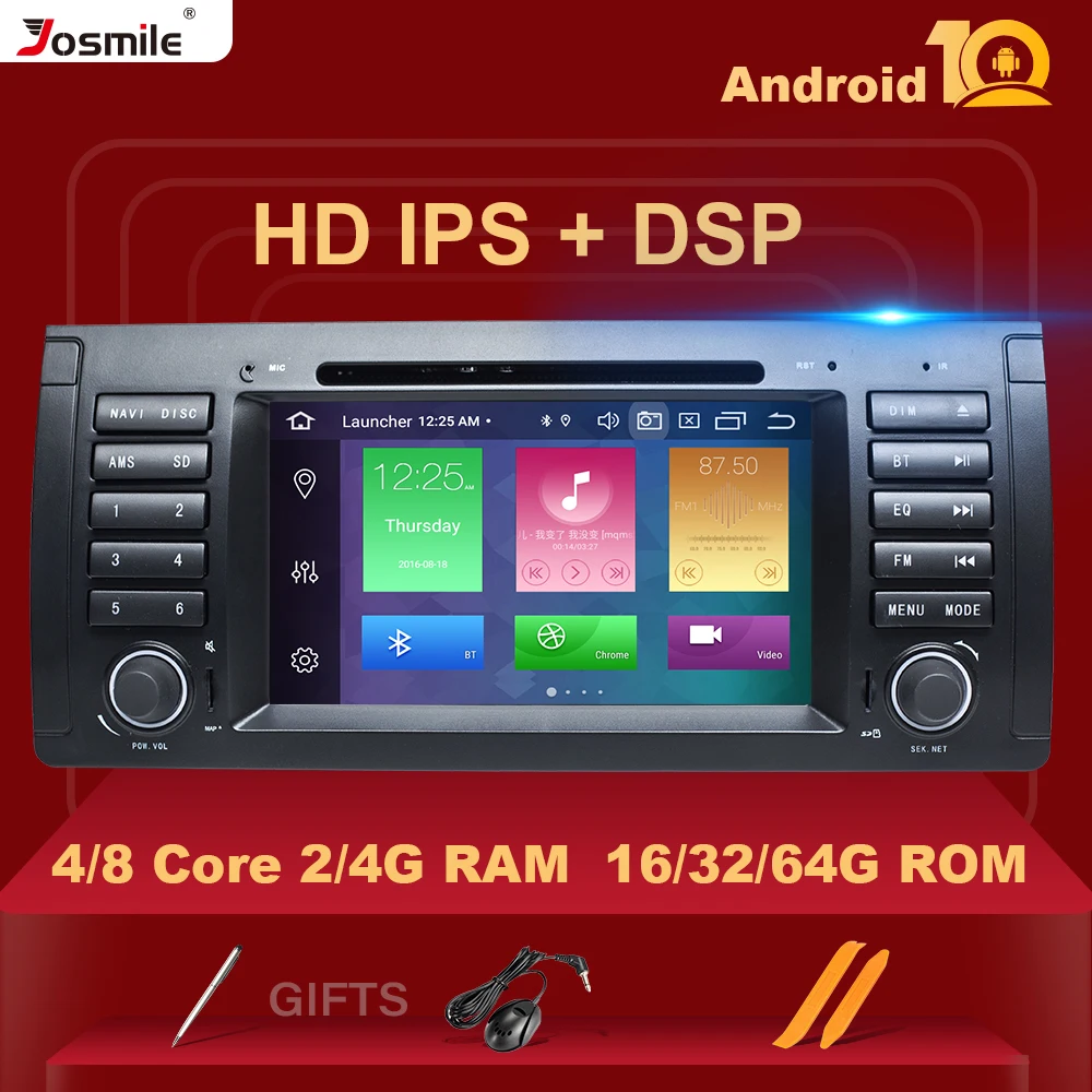 Автомобильный DVD-плеер IPS DSP 8 ядер 4 Гб 64 ГБ 1 din Android 10 для BMW X5 E53 E39 мультимедийное