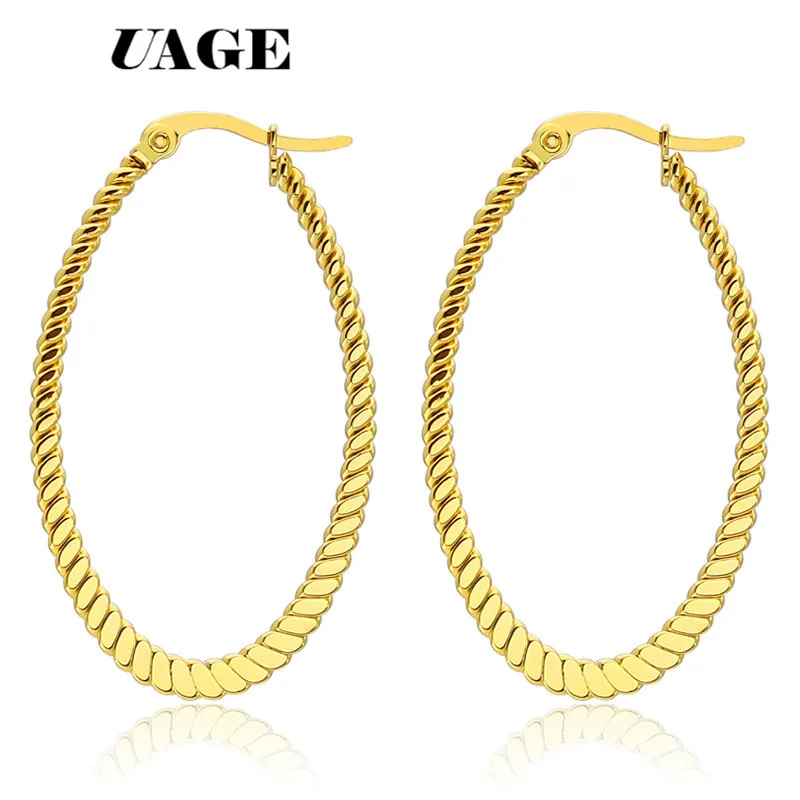 UAGE Top Quality Titanium Steel Oval Shape Smooth Surface Classic Creole Earrings Ellipse Shape Hoop Earring For Woman Jewelry
UAGE Top Quality Titanium Steel Oval Shape Smooth Surface Classic Creole Earrings Ellipse Shape Hoop Earring For Woman Jewelry