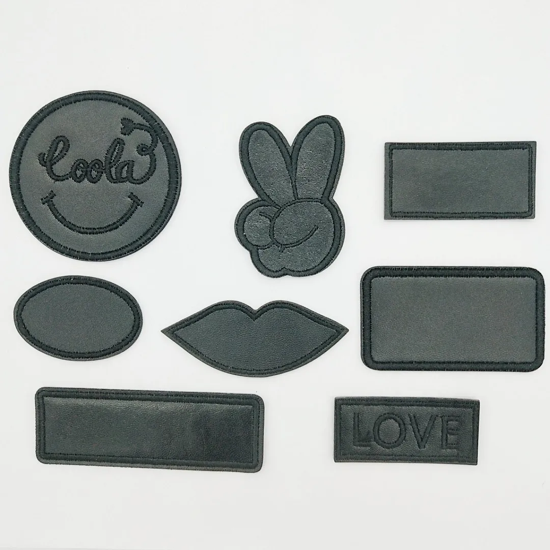 Description Picture 6 of itemSelf Adhesive Black PU Leather Embroidery Patches Heart Love Letter Round Sofa Down Jackets Repair Iron on Patch Stripe Sticker