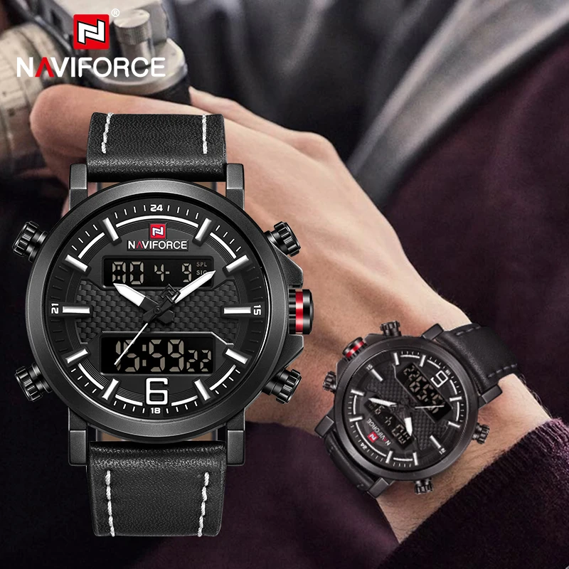 

NAVIFORCE Men's Fashion Sports WristWatch Luxury Waterproof Quartz Watches Male Date LED Analog Digital Clock Relogio Masculino