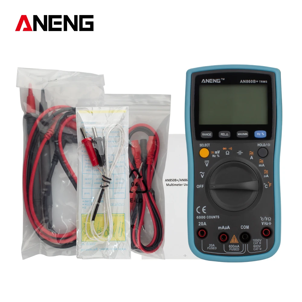 AN860B+ TRMS Automatic Range Digital LCD Multimeter Current with Multi-function Test Leads Cable and Intelligent Explosion Proof
AN860B+ TRMS Automatic Range Digital LCD Multimeter Current with Multi-function Test Leads Cable and Intelligent Explosion Proof