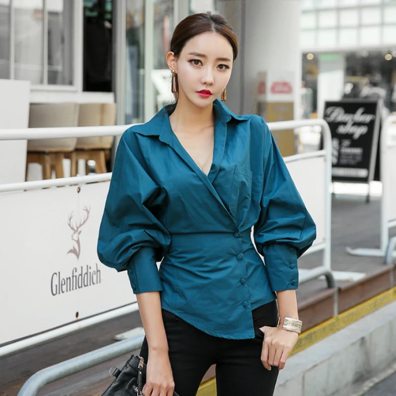 Blue Elegant Women V Neck off shoulder Blouse Lady rip ruche textured Tops 2019 New Autumn Fashion Irregular French Style Loose
Blue Elegant Women V Neck off shoulder Blouse Lady rip ruche textured Tops 2019 New Autumn Fashion Irregular French Style Loose