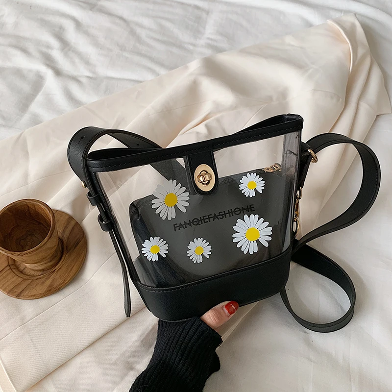 FANTASY Spring Daisy Transparent Bucket Bun Mother Bag For Women Trendy Fresh Design Shoulder Messenger Bag 4 Color Flower Girl
FANTASY Spring Daisy Transparent Bucket Bun Mother Bag For Women Trendy Fresh Design Shoulder Messenger Bag 4 Color Flower Girl