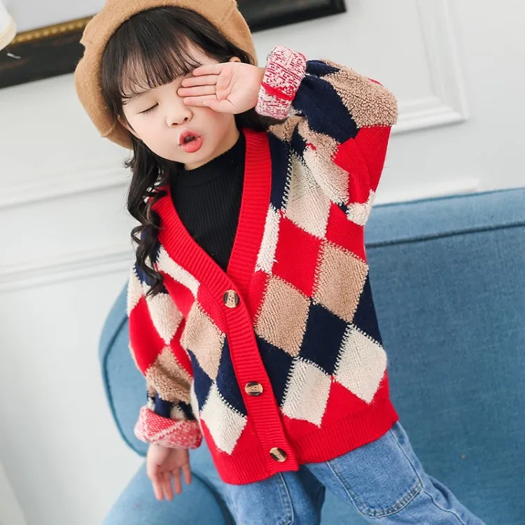 Spring And Autumn New Style Medium-small Girls Rhombus Plaid Single-Breasted Cardigan Sweater Large Amount Favorably
Spring And Autumn New Style Medium-small Girls Rhombus Plaid Single-Breasted Cardigan Sweater Large Amount Favorably