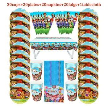 81Pc/Lot Cartoon Cocomelon Disposable Tableware Design Kid Birthday Party Paper Plate+Cup+Napkin+ Flag+Tablecloth Party Supplies
81Pc/Lot Cartoon Cocomelon Disposable Tableware Design Kid Birthday Party Paper Plate+Cup+Napkin+ Flag+Tablecloth Party Supplies