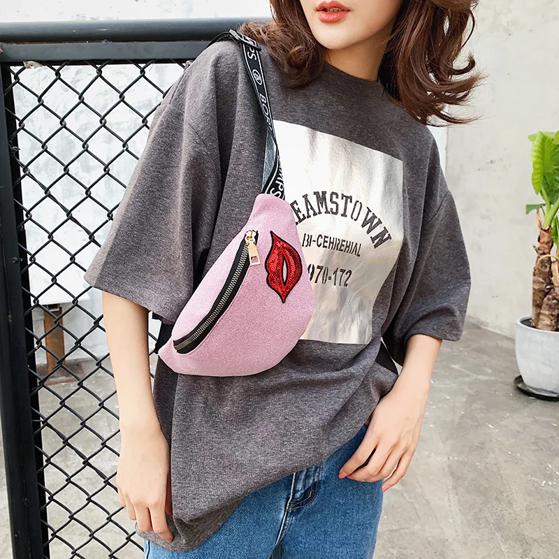 2019 New Style Women's Wallet Embroidered Lips Bright Stars Bag Oblique WOMEN'S Bag Outdoor Sport Waist Bag
2019 New Style Women's Wallet Embroidered Lips Bright Stars Bag Oblique WOMEN'S Bag Outdoor Sport Waist Bag