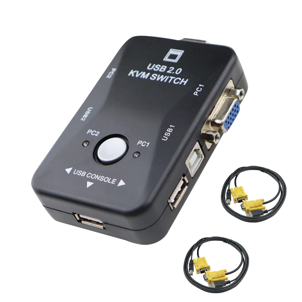 2 в 1 выход USB 0 VGA KVM переключатель Box 2-Port ПК МОНИТОР переключатели адаптер для