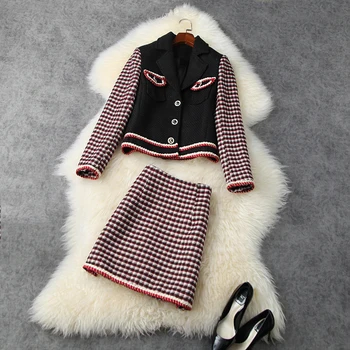 HIGH STREET 2020 New Designer Suit set Women's Plaid Patchwork Tweed Jacket Mini Skirt Set
HIGH STREET 2020 New Designer Suit set Women's Plaid Patchwork Tweed Jacket Mini Skirt Set