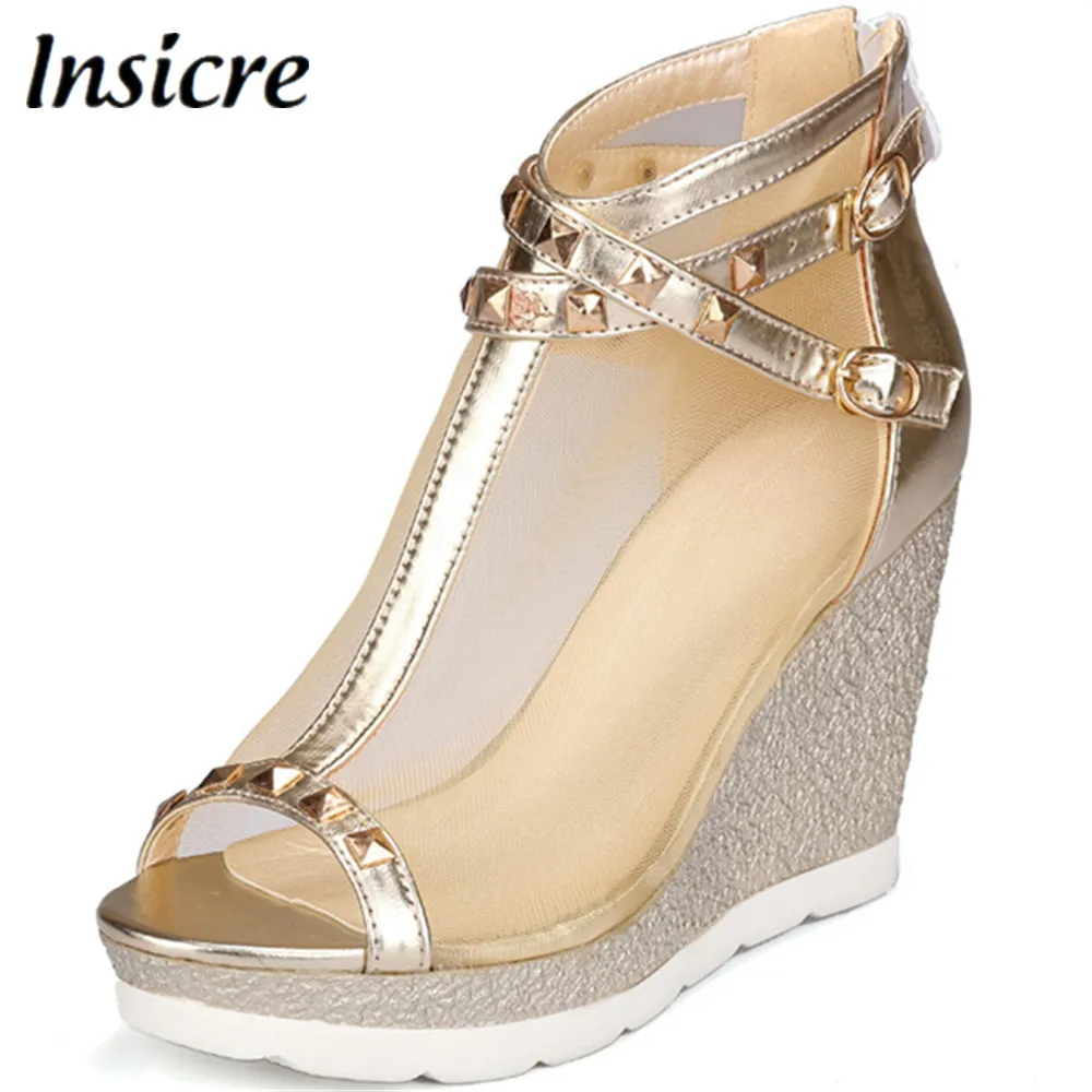 Insicre Classical simplicity women summer sandals air mesh zipper fashion rivet wedges 9.5 cm casual women sandals size 34-40
Insicre Classical simplicity women summer sandals air mesh zipper fashion rivet wedges 9.5 cm casual women sandals size 34-40