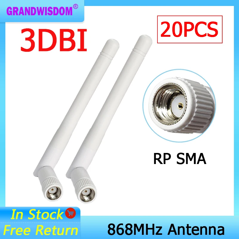 GRANDWISDOM 20pcs 868mhz antenna 3dbi sma female 915mhz lora antene pbx iot module lorawan signal receiver antena | Мобильные