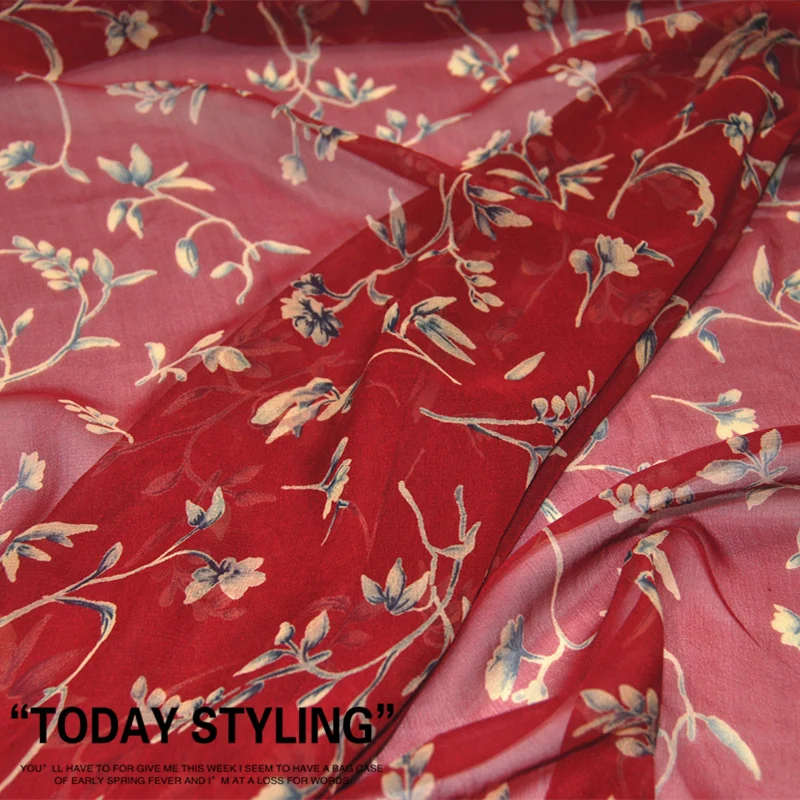 Silk Georgette Chiffon Fabric Dress Dark Red Beige Flower Clothing DIY Patchwork Tissue
Silk Georgette Chiffon Fabric Dress Dark Red Beige Flower Clothing DIY Patchwork Tissue