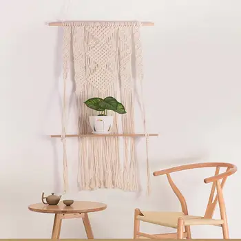 Macrame Woven Wall Hanging Shelf Bohemian Room Geometric Tapestry Art Beautiful Apartment Dorm Room Decoration Planter Basket
Macrame Woven Wall Hanging Shelf Bohemian Room Geometric Tapestry Art Beautiful Apartment Dorm Room Decoration Planter Basket