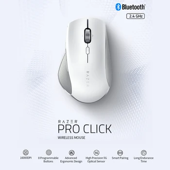 Razer Pro Click Bluetooth+2.4GHz Dual-mode Wireless Mouse Ergonomic Mice with 5G Optical Sensor 8 Programmable Buttons Silver
Razer Pro Click Bluetooth+2.4GHz Dual-mode Wireless Mouse Ergonomic Mice with 5G Optical Sensor 8 Programmable Buttons Silver