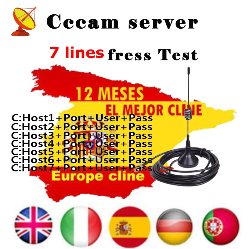 Newest 2019 most Spain Receptor Cccams lines for 1 year spain for 1 year for freesat Satellite tv Receiver 7 lines
Newest 2019 most Spain Receptor Cccams lines for 1 year spain for 1 year for freesat Satellite tv Receiver 7 lines