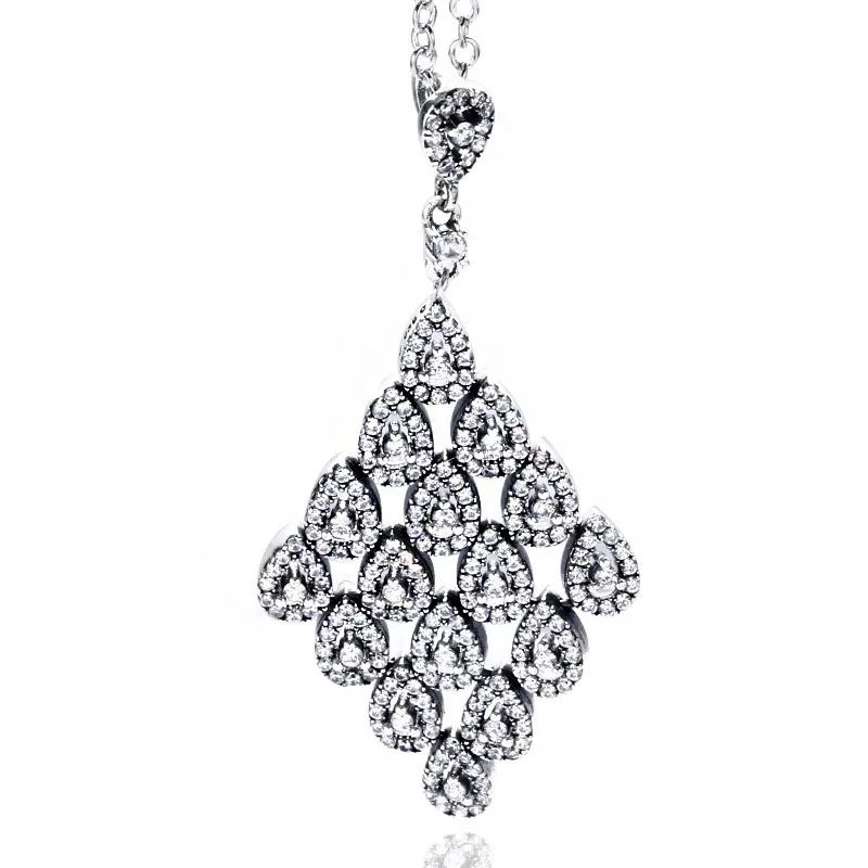 New 925 Sterling Silver Necklace Teardrop Shapes Cascading Glamour With Crystal Necklace For Women Wedding Gift Diy Jewelry 
New 925 Sterling Silver Necklace Teardrop Shapes Cascading Glamour With Crystal Necklace For Women Wedding Gift Diy Jewelry