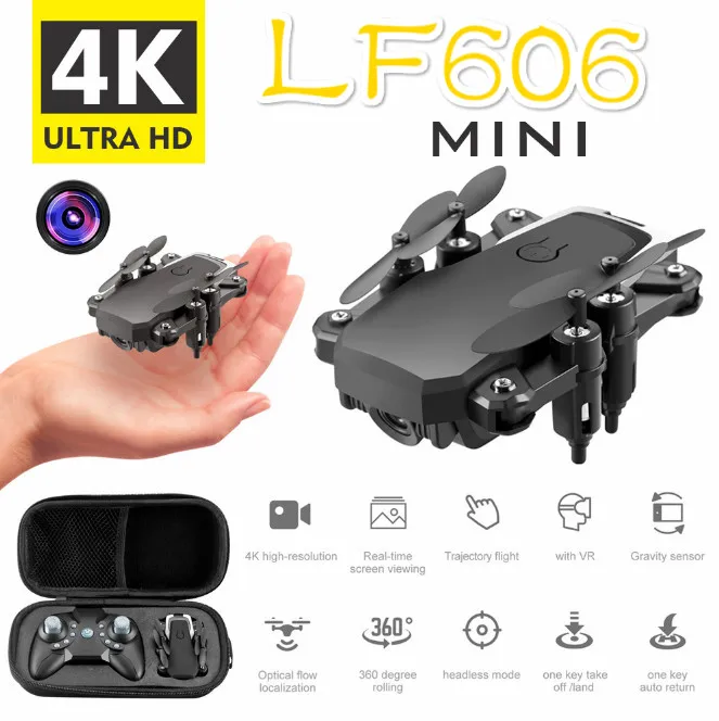 Mini Drone LF606 4K HD Camera Foldable Drone One Click Return FPV Drone Follow Me RC Helicopter Quadrotor Children Toy
Mini Drone LF606 4K HD Camera Foldable Drone One Click Return FPV Drone Follow Me RC Helicopter Quadrotor Children Toy