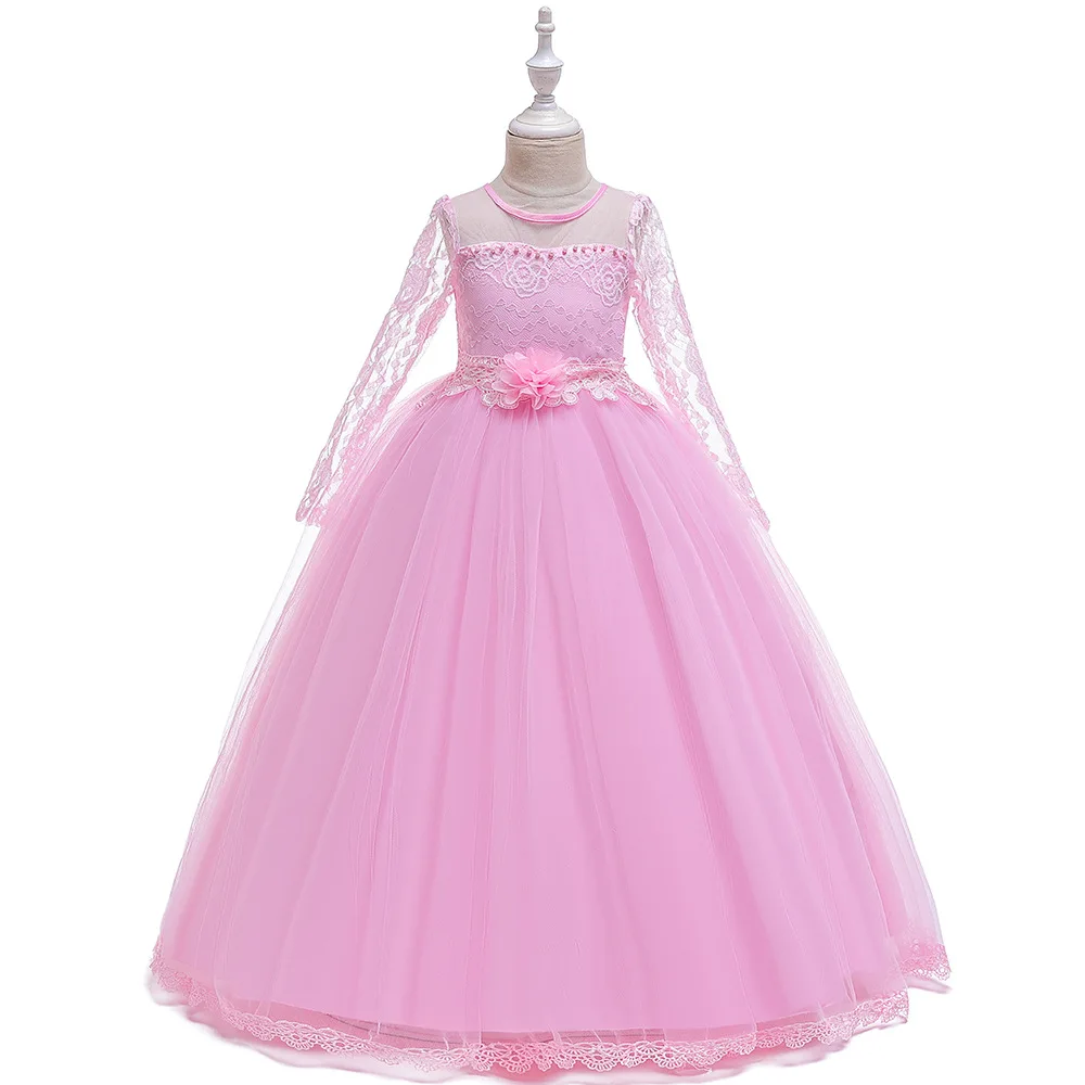 Фото Flower Girl Lace Dress Clothes Princess Party Pageant Long Gown Kids Dresses for Girls Wedding Evening Clothing 6-14 Years | Свадьбы и