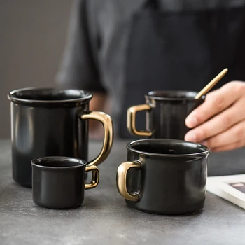 High Fashion Matte Black Gold Painting Ceramic Coffee Mug Modern Style 80ml 150ml 250ml 400ml Creative
High Fashion Matte Black Gold Painting Ceramic Coffee Mug Modern Style 80ml 150ml 250ml 400ml Creative