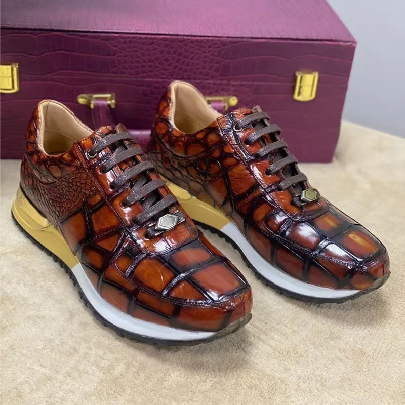 Authentic Crocodile Belly Skin Hand Painted Men's Colorful Sneakers Exotic Genuine Alligator Leather Male Lace-up Walking Flats
Authentic Crocodile Belly Skin Hand Painted Men's Colorful Sneakers Exotic Genuine Alligator Leather Male Lace-up Walking Flats