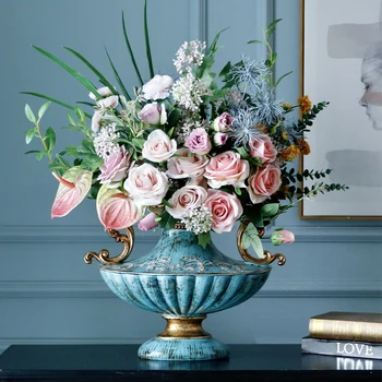 EUROPEAN LUXURY PALACE BLUE RESIN VASE ORNAMENT HOME DESKTOP FIGURINES CRAFTS DECOR WEDDING GIFT AMERICAN RETRO SILK FLOWER POT
EUROPEAN LUXURY PALACE BLUE RESIN VASE ORNAMENT HOME DESKTOP FIGURINES CRAFTS DECOR WEDDING GIFT AMERICAN RETRO SILK FLOWER POT