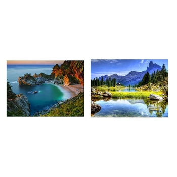 2 set 5D Diy Diamond Painting Home Decor Full Round Diamond Embroidery - beach & Green mountains and green waters 
2 set 5D Diy Diamond Painting Home Decor Full Round Diamond Embroidery - beach & Green mountains and green waters