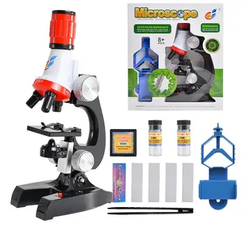 Zoom Biological Microscope 100x-1200x Kids Microscope Kit Scientific Optics Lab Led Science Experiment Toys Gifts For Children