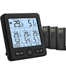 Wireless Thermohygrometer Room Temperature and Humidity Monitor with 3 Remote Sensors Multifunctional Tester with Alarm Calendar
Wireless Thermohygrometer Room Temperature and Humidity Monitor with 3 Remote Sensors Multifunctional Tester with Alarm Calendar