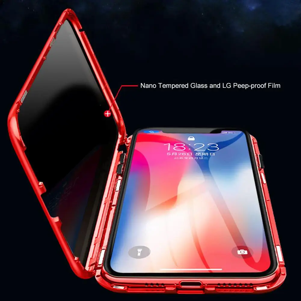 New Magnetic Metal Phone Case with Privacy Tempered Glass Magnet 360 Full Body Protective Case for Iphone XS MAX X XR 8 7 Plus
New Magnetic Metal Phone Case with Privacy Tempered Glass Magnet 360 Full Body Protective Case for Iphone XS MAX X XR 8 7 Plus
