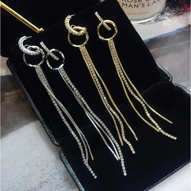Korean Personality Long Tassel Fashion Stud Earrings Exaggerated Prevent Allergy exquisite Rhinestone elegant Women's Earrings
Korean Personality Long Tassel Fashion Stud Earrings Exaggerated Prevent Allergy exquisite Rhinestone elegant Women's Earrings