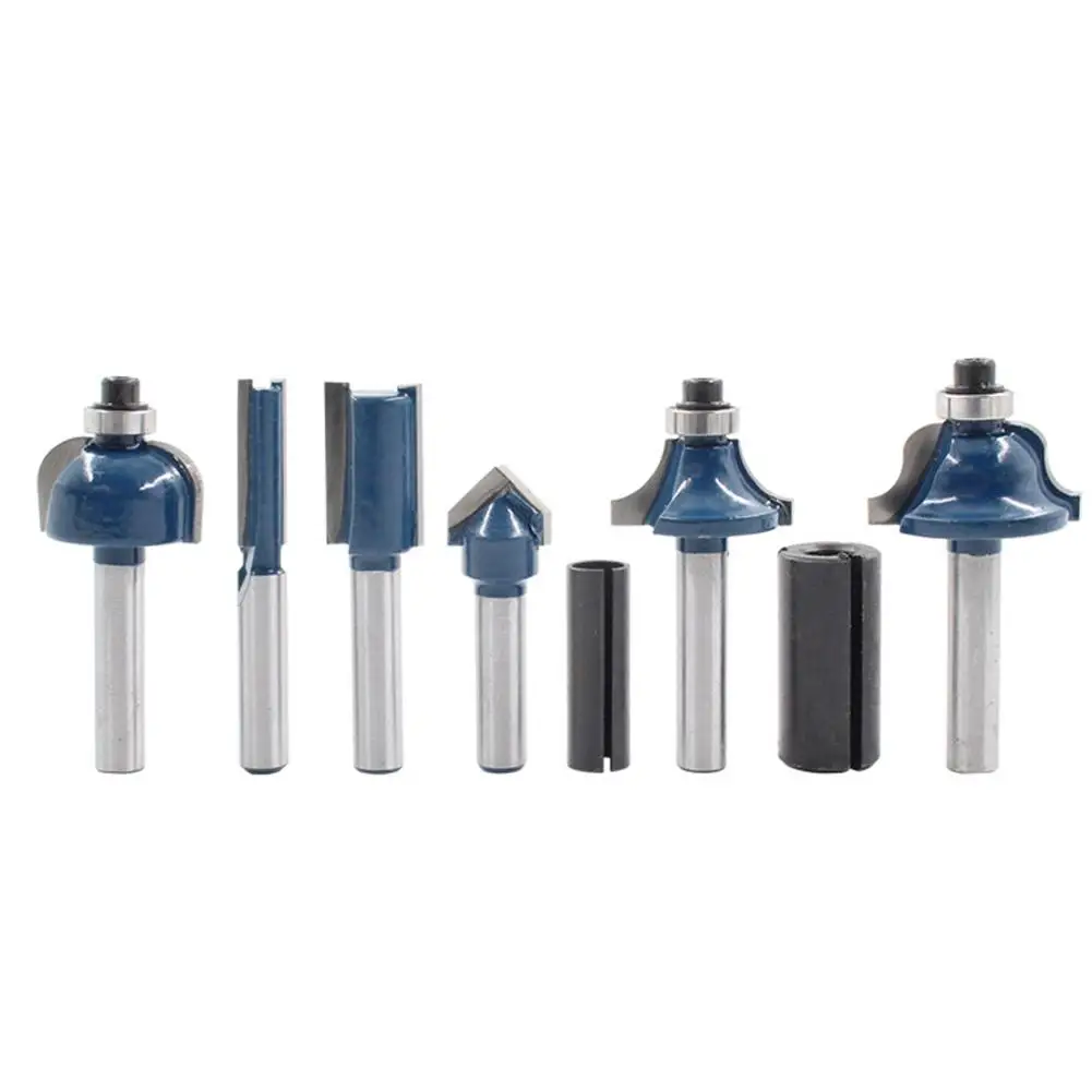 8PCS Straight Router Bit Set 1/4 Shank Straight Cutter Round Corner Cutter V-shaped Cutter Carpenters Tools Kit #40
8PCS Straight Router Bit Set 1/4 Shank Straight Cutter Round Corner Cutter V-shaped Cutter Carpenters Tools Kit #40