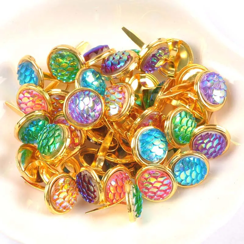 Description Picture 4 of item13x13mm 20Pcs Mix Squama Pattern Brads For DIY Scrapbooking Embellishments Fastener Metal Crafts Brad Accessories Decor c2261