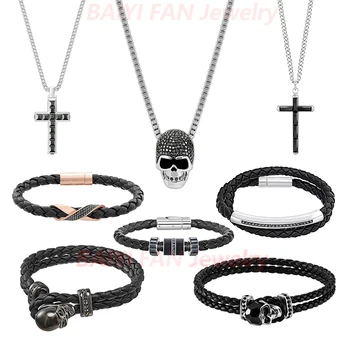 Fashion Jewelry SWA New Retro GOVERN Skull Leather Bracelet Black Crystal Handsome Jewelry Give Romantic Gift For Boyfriend
Fashion Jewelry SWA New Retro GOVERN Skull Leather Bracelet Black Crystal Handsome Jewelry Give Romantic Gift For Boyfriend