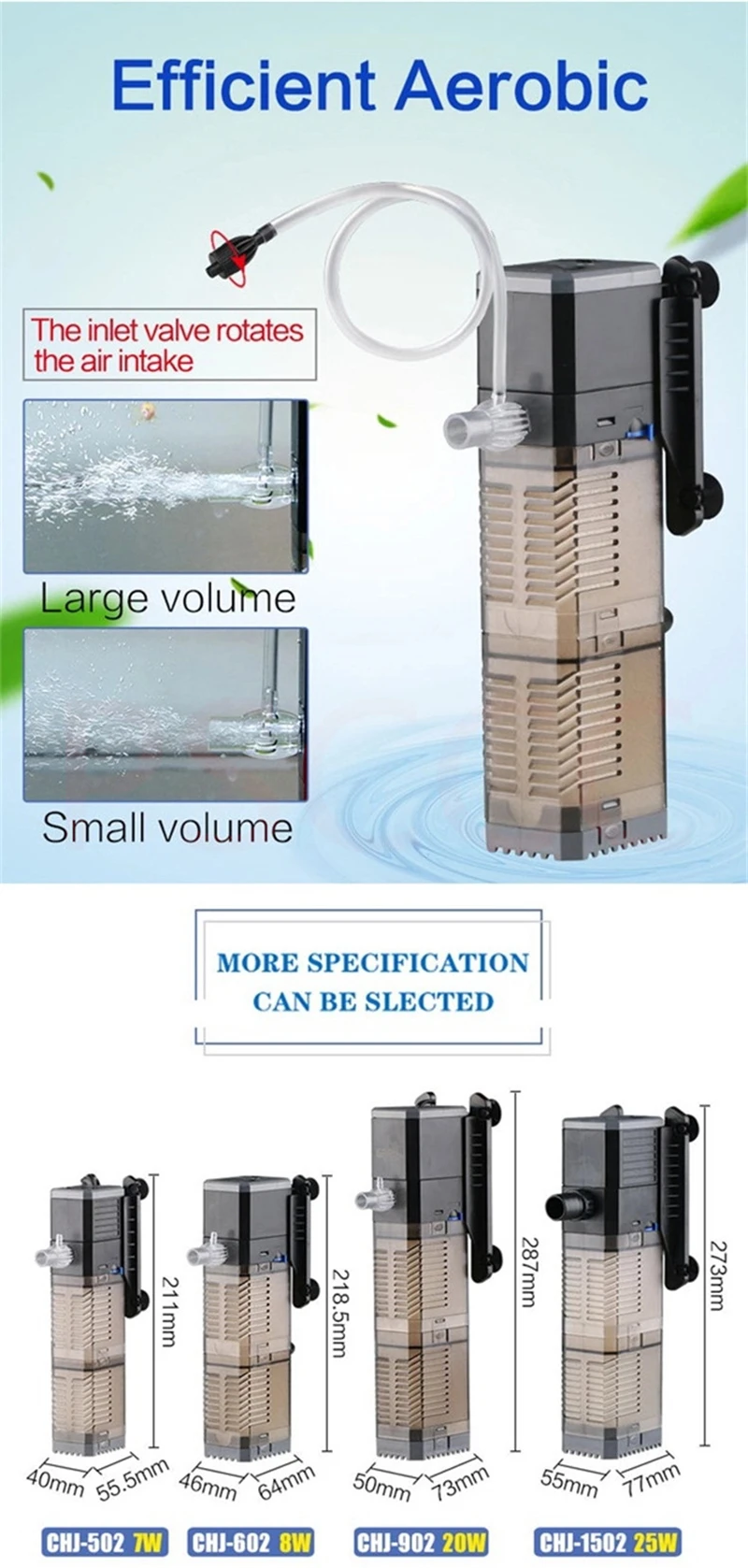 Generic 3 In 1 Multifunction Aquarium Filter Air Pump Submersible