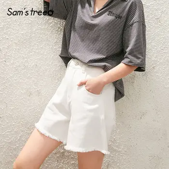 SAM'S TREE White Solid High Waist Washed Casual Women Denim Shorts 2020 Spring New Pure Colorblock Fringe Ladies Daily Bottom
SAM'S TREE White Solid High Waist Washed Casual Women Denim Shorts 2020 Spring New Pure Colorblock Fringe Ladies Daily Bottom