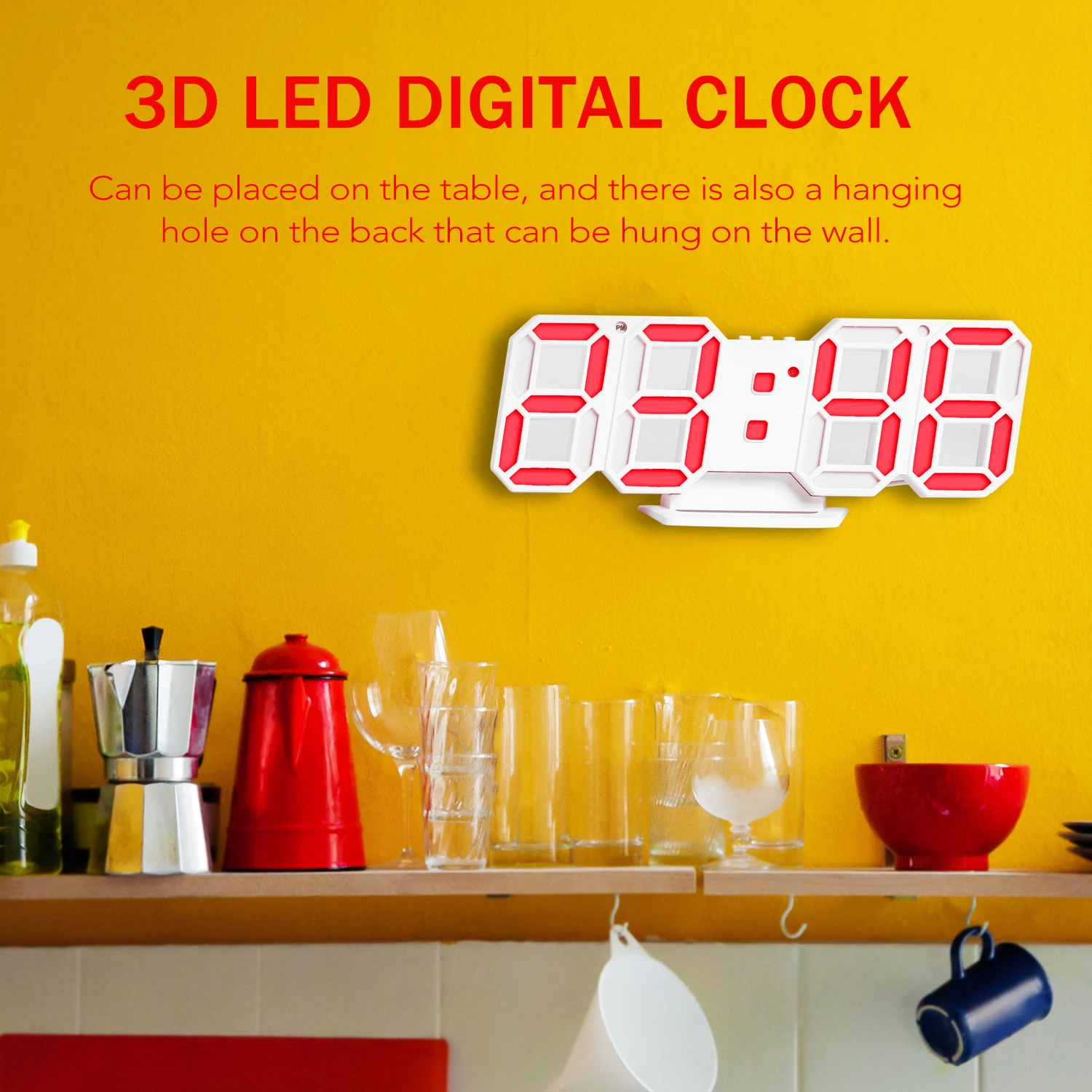 Фото LED Digital Clock 3D Electronic Table Alarm Wall Glowing Hanging Clocks Temperature Display Home Decoration | Дом и сад