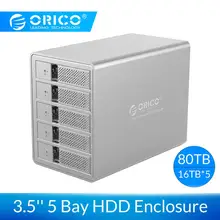 ORICO 3.5 ''5 Bay SATA a USB 3.0 HDD Docking Station Supporto 80TB di Alluminio USB3.0 Box e Alloggiamenti per hdd Con 150W Adaper Alimentazione Interna(China)