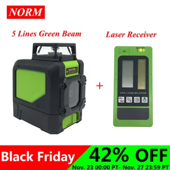 Norm Green Beam Laser Level 5 Lines Self Leveling 360 Horizontal and Vertical 3D Laser Level Plus Line Laser Receiver Clamp
Norm Green Beam Laser Level 5 Lines Self Leveling 360 Horizontal and Vertical 3D Laser Level Plus Line Laser Receiver Clamp