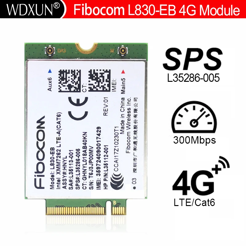 

Для Fibocom L830-EB Cat6 4G LTE WWAN Card L35286-005 Intel XMM 7262 LTE-Advanced 300Mbps HP 640 650 G5 840 846 850 G6 X360 830