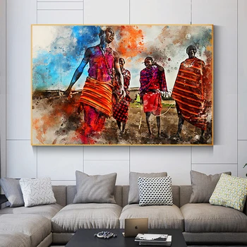 Watercolor African Art Maasai Tribe Dancing Canvas Painting Posters and Prints Abstract Wall Art Pictures for Living Room Decor 
Watercolor African Art Maasai Tribe Dancing Canvas Painting Posters and Prints Abstract Wall Art Pictures for Living Room Decor