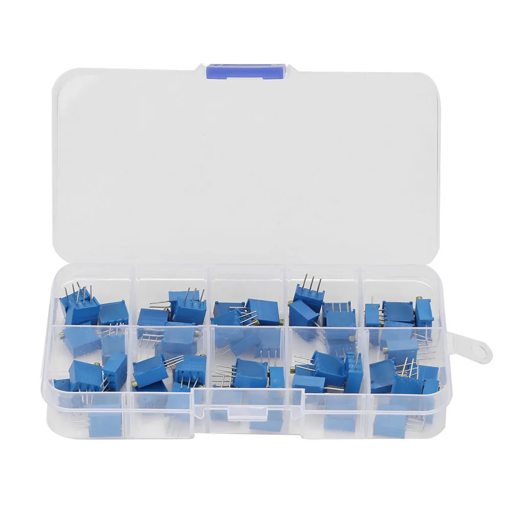 New 50Pcs Variable Resistor 10 Values Blue Variable Resistor Trimmer Pot Assortment Electronic Component 3296W Dropshipping
New 50Pcs Variable Resistor 10 Values Blue Variable Resistor Trimmer Pot Assortment Electronic Component 3296W Dropshipping