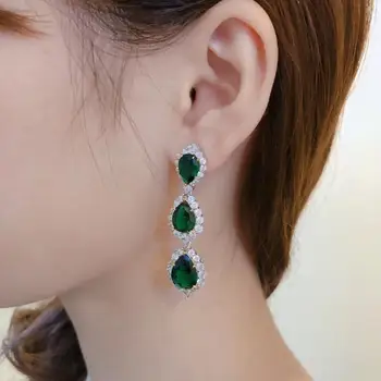 Natural green gem-stone earring Romantic crystal drop earrings for women AAA CZ zircon Element Drop Earring famous brand jewelry
Natural green gem-stone earring Romantic crystal drop earrings for women AAA CZ zircon Element Drop Earring famous brand jewelry