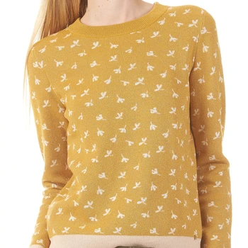 Women Fashion Yellow Round Neck Long Sleeves Pulloverwool Jacquard Weave Sweaters with Little Ecru Flowers (contact to order XS)
Women Fashion Yellow Round Neck Long Sleeves Pulloverwool Jacquard Weave Sweaters with Little Ecru Flowers (contact to order XS)