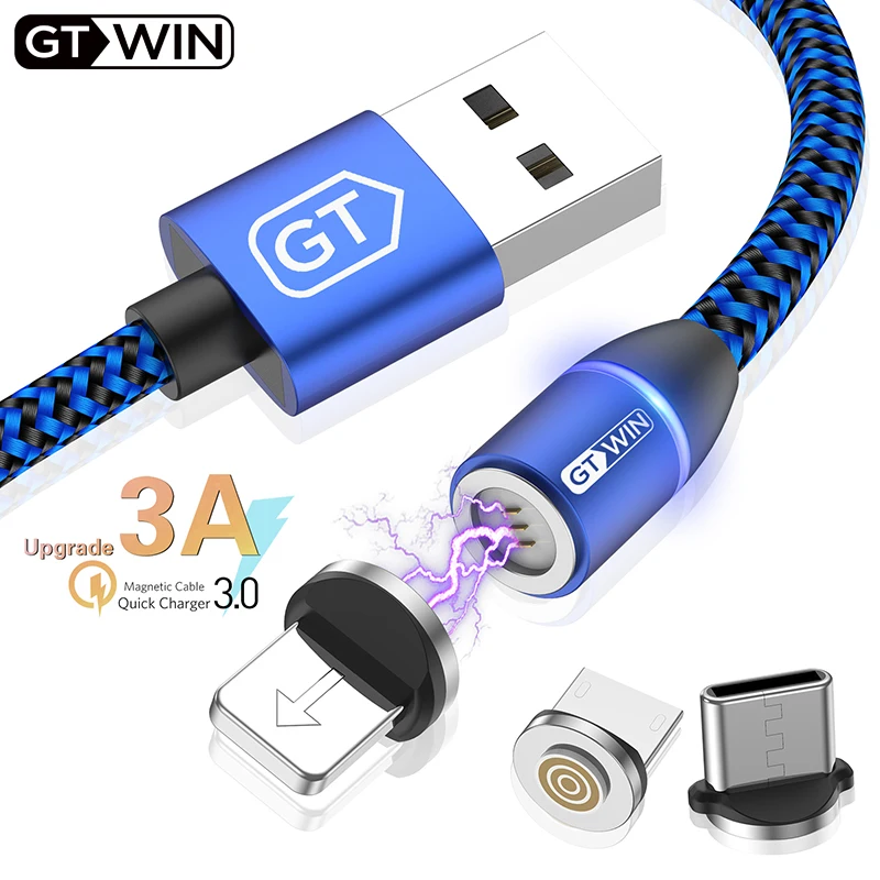 GTWIN Magnetic USB Cable Type C Fast Charging Cord For Samsung Huawei Xiaomi iPhone Micro USB Cable Mobile Phone Data Wire 3A
GTWIN Magnetic USB Cable Type C Fast Charging Cord For Samsung Huawei Xiaomi iPhone Micro USB Cable Mobile Phone Data Wire 3A
