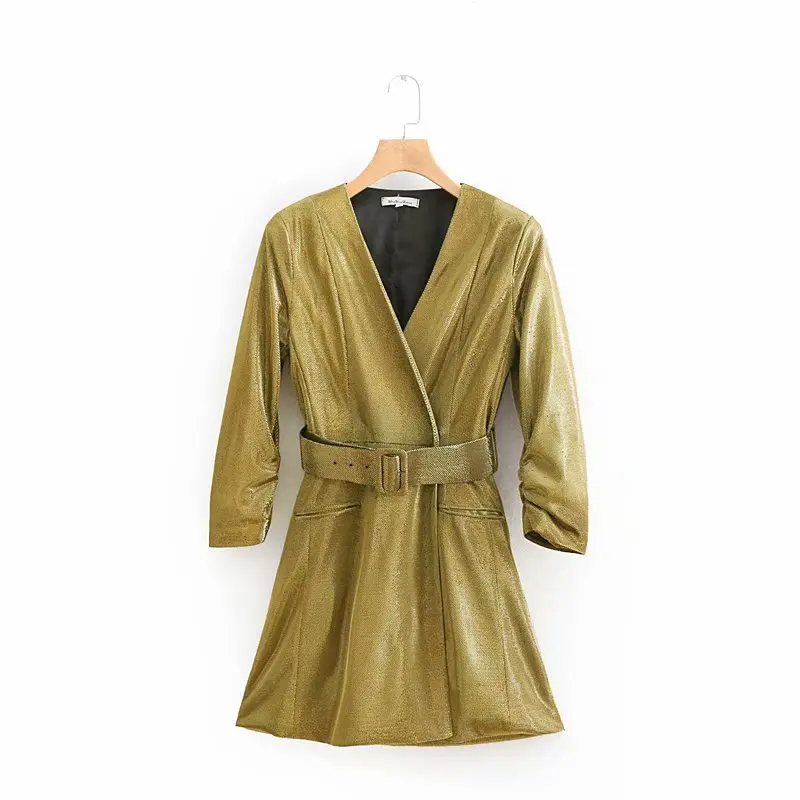 2019 Europe And America Early Spring New Style with Belt Metal Color Line Dress Short Skirt Women's 8573571
2019 Europe And America Early Spring New Style with Belt Metal Color Line Dress Short Skirt Women's 8573571